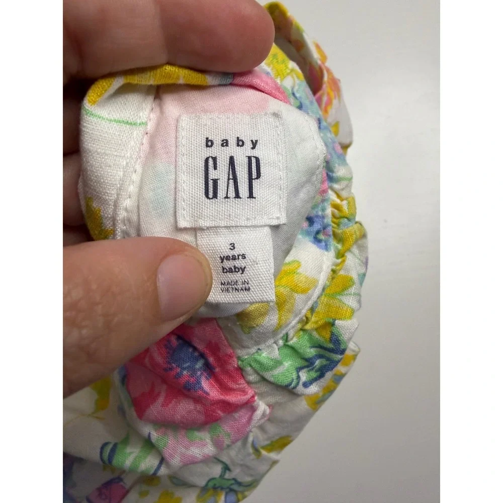 Baby Gap Floral Butterfly Flutter Sleeve Dress 3 Years White Pink Yellow Poppy